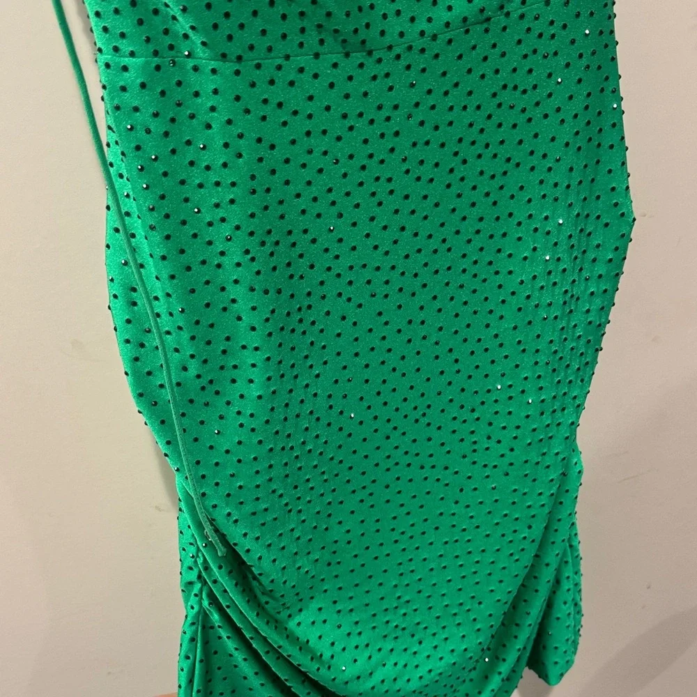 Sherri Hill Green Mini Dress with Spaghetti Straps - Picture 7 of 7